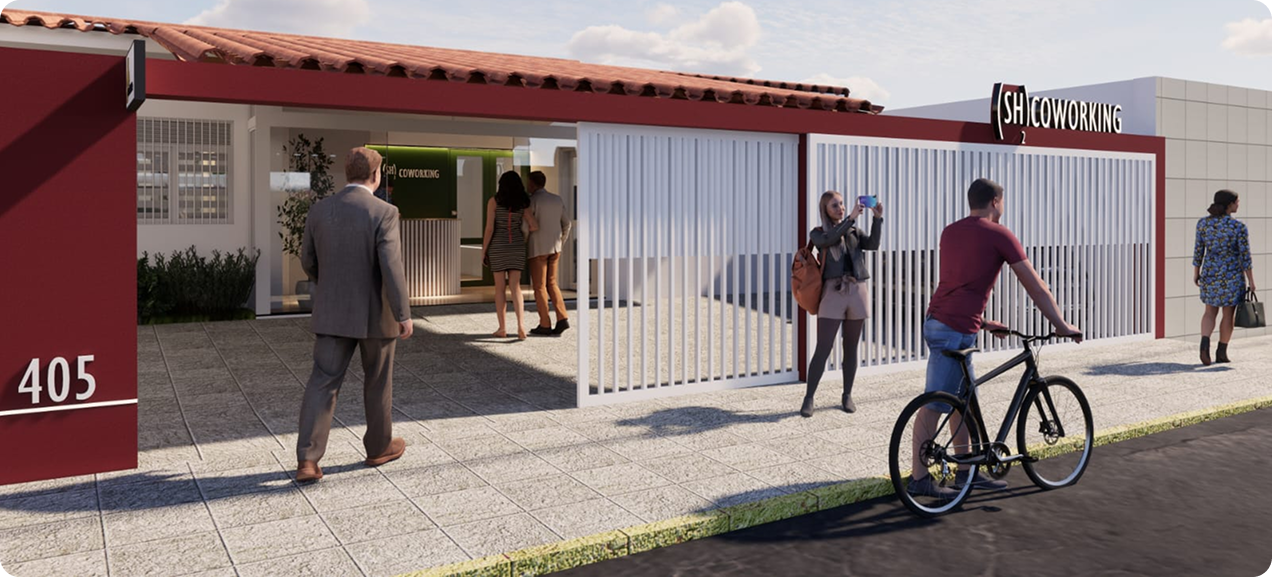 Fachada da SH2 Coworking